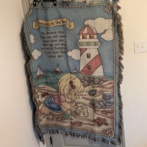 Vintage Precious Moments footprints in the sand blanket